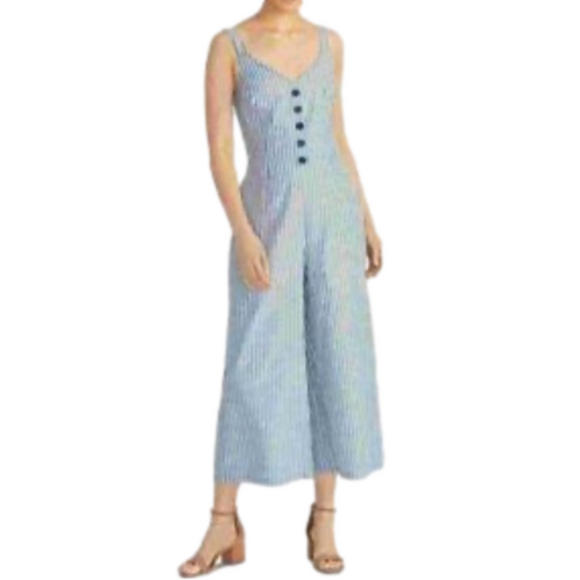 Rachael Roy Pants - Rachel Roy Jumpsuit Cropped Blue and White Stripe Womens Size 6